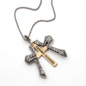antiqued silver filigree Friends Blessing open locket necklace opens to reveal a beautiful quote n a golden cross
