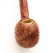 Carved Bowl on Blossoming Bud Hardwood Pipe