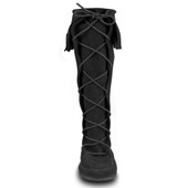 Front View of Medieval Suede Mens Tall Lace Front Boots in Black with Fringe