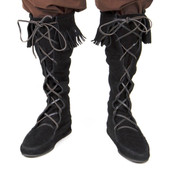 tall black suede boots with fringe have a comfortable rubber sole so you can wear them all day long