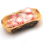 Olive Wood Rectangular Bowl hand carved in Bethlehem from a single piece of wood with bark left on the sides