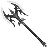 Kit Rae Black Legion Battle Axe with deep etched, false edged blades