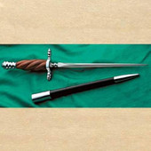 Venetian Stiletto has a triangular 1065 high carbon steel blade and includes sheath