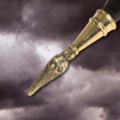 Brass Norse Dragon Head tip on Drinking Horn of Jarl 