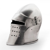 Medieval 18 Gauge Steel Bascinet Helmet  With Detachable Visor