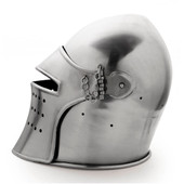 Side View of Medieval 18 Gauge Steel Bascinet Helmet  With Detachable Visor
