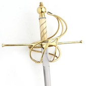 17th Century Bone Handled Rapier - Solid Brass Swept Hilt