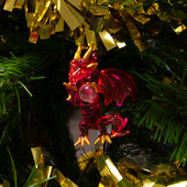 Set of 3 Mini Dragons Handblown Glass Ornaments