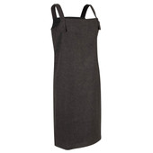 wool blend grey apron is warm, moisture repellant and softer than pure wool, shoulder straps secured with wool covered buttons