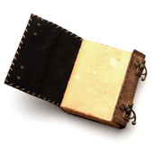 leather journal with 7 chakra stones has 120 pages of handmade linen parchment paper inside