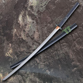 Modern Katana Bo-hi by Dragon King with deep fullers on the high carbon steel blade and modern polymer scabbard / saya
