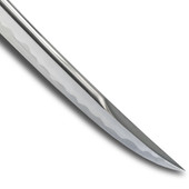 Modern Tanto Bo-hi has deep fullers ground on both sides of 1566 high carbon steel blade to lighten the blade