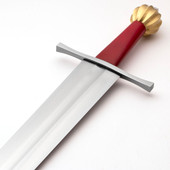 Seneschal Medieval Replica Sword has a straight crossguard and fullered, double edged high carbon steel blade
