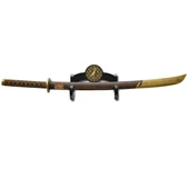 replica Heron Mark Sword of Rand al'Thor from The Wheel of Time includes silkscreened wood display plaque with brass heron