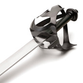 Windlass Heritage Series Pirate Cutlass has a steel basket, green leather covered wood grip