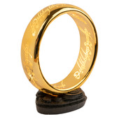 large LOTR One Ring Lamp has a warm glow, the sturdy stand has an on/off button and allows display on tables and shelves