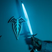 Frodo’s blade has rechargeable blue glow that lasts up to 4 hours, mounts on an Elven-leaf shaped wall plaque and is removable