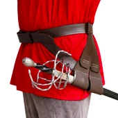 heavy duty belt for Rapiers and Sword Rapiers is dark brown leather with two loops to secure to the scabbard