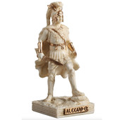 Small statue of Alexander the Great crafted in Polystone with hand painted gold details