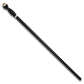 Scottish Sword Stick Walking Cane has engraved blade hidden inside, carved handle has silver pommel with faux topaz on top