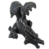 Silent Sentinel Dragon Shelf Sitter has intimidating red eyes and realistically sculpted details, hand painted polyresin