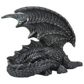 Silent Sentinel Dragon Shelf Sitter has intimidating red eyes and realistically sculpted details, hand painted polyresin