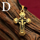 Small Gold Cross Pendant - Flared Style - Pattern D