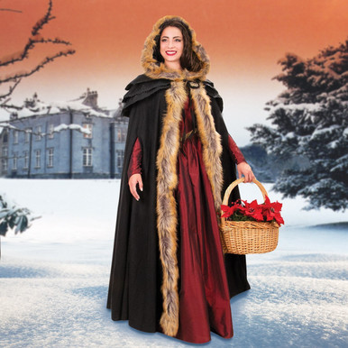 Winter's Ridge Faux Fur Trimmed Cloak | Museum Replicas