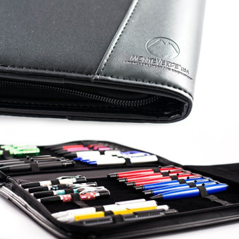 Monteverde USA® 12pc Deluxe Collectors MDF wood and covered with PU Vegan  Leather Pen Tray