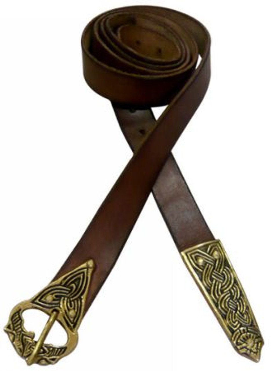 Leather Viking Belt with Brass Buckle - Viking Clothing Accessories