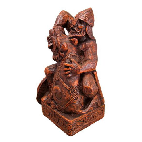 Seated Tyr, Norse God of War Statue - Wood Finish, Celtic God