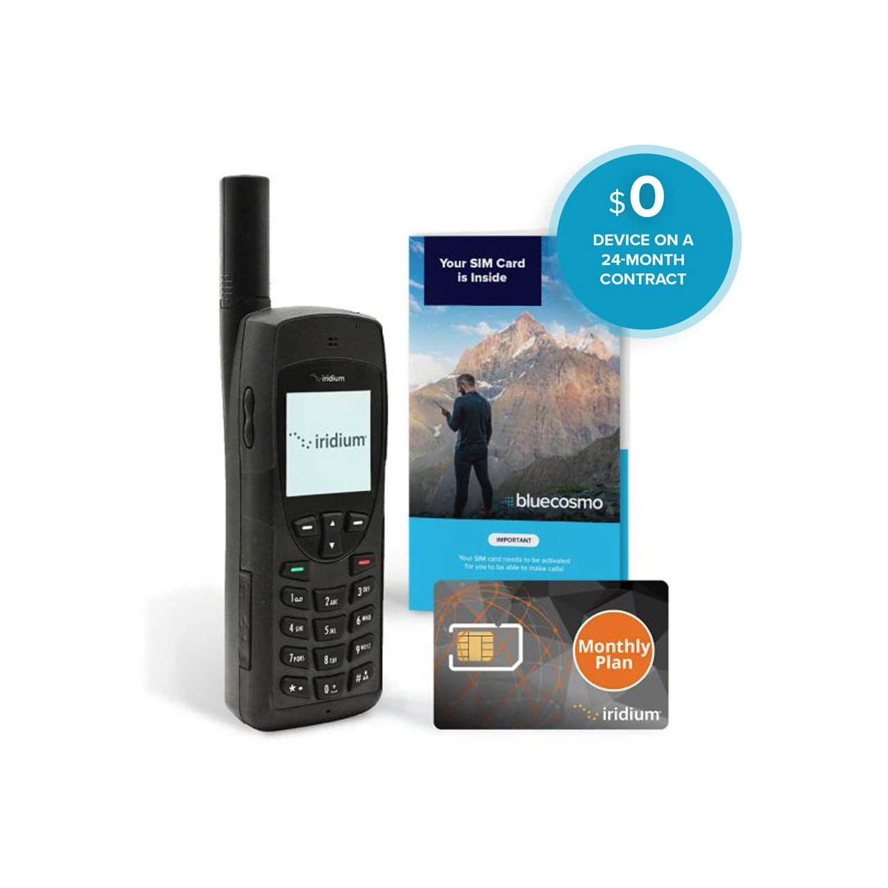 Iridium 9555 Satellite Phone + Accessories Kit with Airtime Bundle