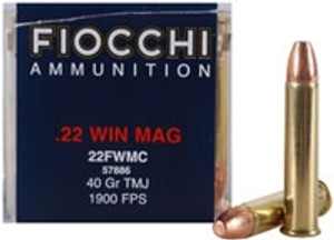 Fiocchi 22 WMR Ammunition 22FWMC 40 Grain Total Metal Jacket 50 Rounds