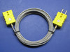 Industrial professional K-type extension cable, standard K-type thermocouple connectors, protected stainless steel cable in 9 ft long