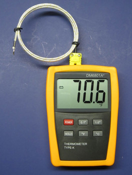 Large Display High Temperature K-Type Thermocouple Thermometer with 3 Stainless Steel Insertion Probe 932 F or 500 C