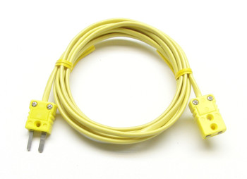 6 ft K-type thermocouple extension wire with vinyl PVC insulation and miniature K-type thermocouple connectors