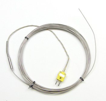 32 ft long stainless steel Type K thermocouple, 1/16 inch diameter