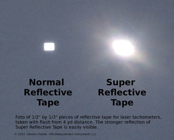 Comparison between reflective tape and super reflective tape for laser tachometers