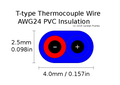 T-type Thermocouple Wire AWG 24 Solid PVC insulation 330yd