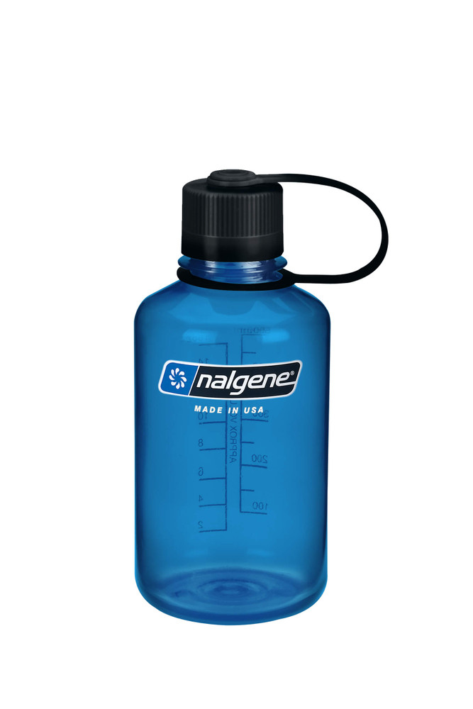 Botella Nalgene 500 ml boca angosta - Botella azul con tapa negra