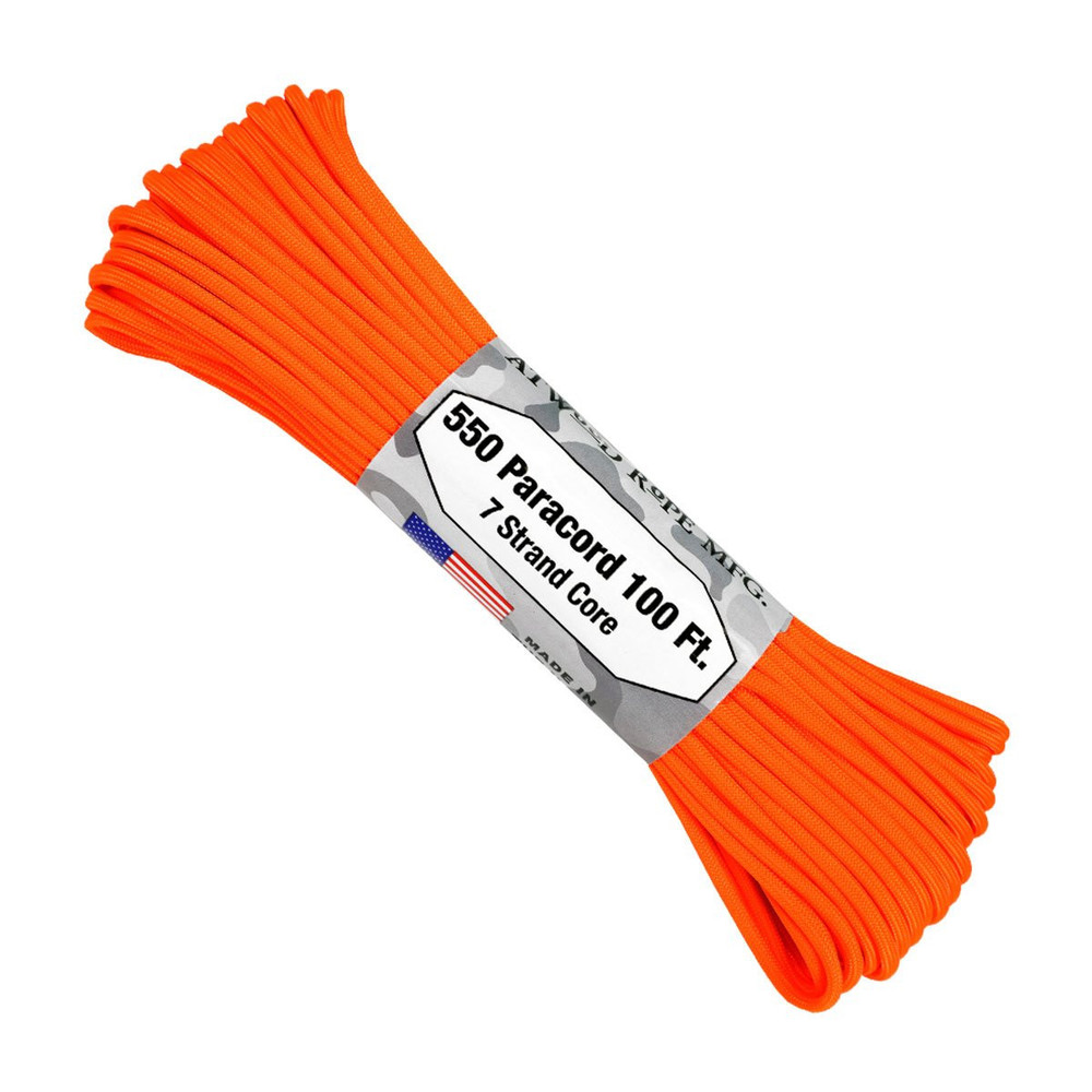 Paracord 550 Atwood Ropes - 100 ft (Neon Orange)