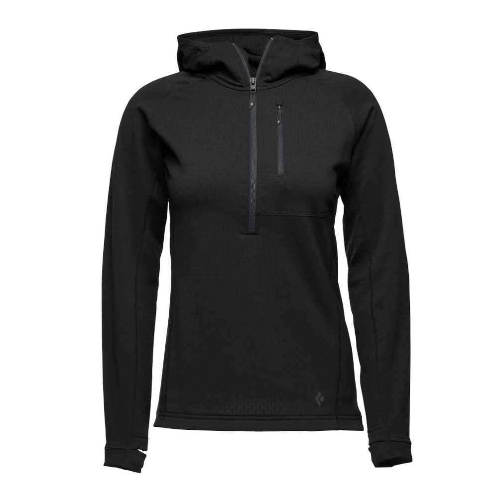 Suéter Black Diamond Coefficient 1/4- Zip Fleece Hoody para mujer - Black