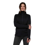 Suéter Black Diamond Coefficient 1/4- Zip Fleece Hoody para mujer - Black