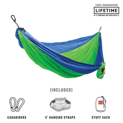 Hamaca Grand Trunk Deluxe Double Parachute Nylon - Lime Green/Blue