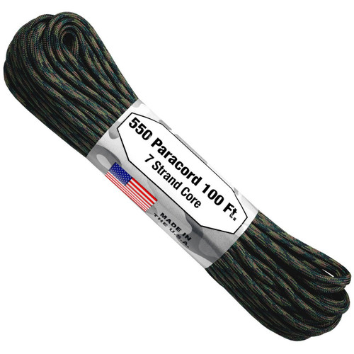 Paracord 550 Atwood Ropes - 100 ft (Woodland Camo)