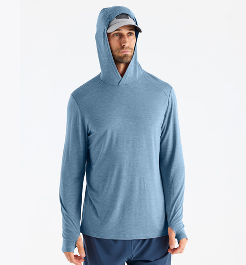 Camisa con gorro Free Fly Shade Hoodie - Para hombre (Color: Heather Slate Blue)