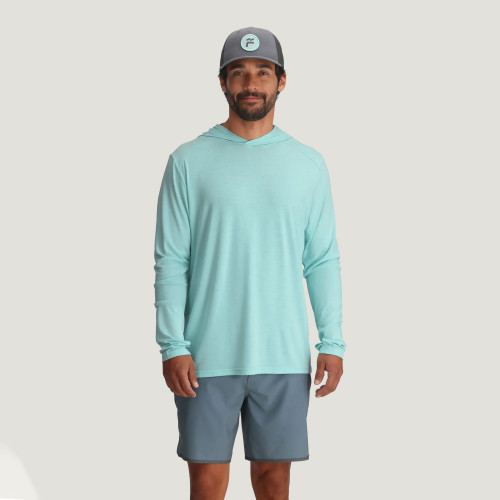 Camisa con gorro Free Fly Shade Hoodie - Para hombre (Color: Heather Bahama Blue)