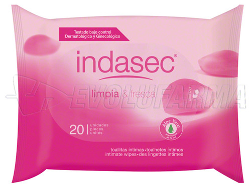 Indasec toallitas higiene íntima, 20 toallitas