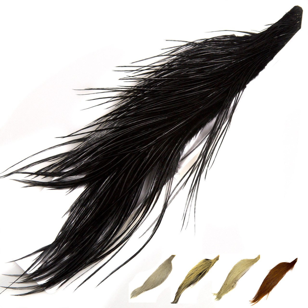 Solid Hackle Feather Trim (Black or White) (Color: Black) - Shine Trim