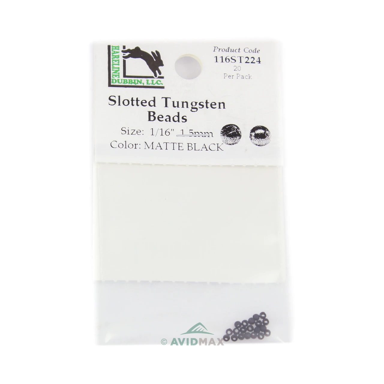 Hareline Slotted Tungsten Beads 1.59m - 1/16 Black